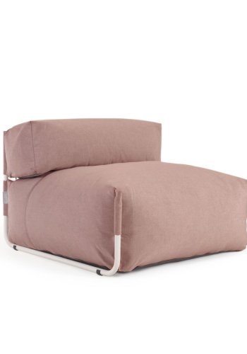 KAVE HOME Square modulr utendrs sofapuff, m. ryggsttte - terrakottastoff, hvit aluminium (101x101)