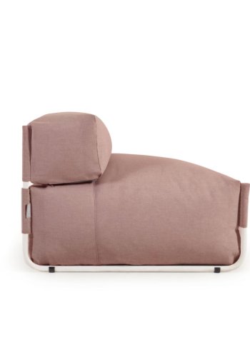 KAVE HOME Square modulr utendrs sofapuff, m. ryggsttte - terrakottastoff, hvit aluminium (101x101)