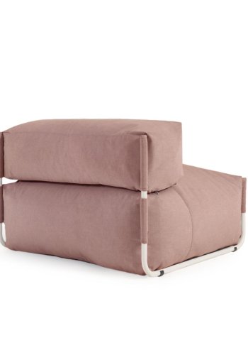 KAVE HOME Square modulr utendrs sofapuff, m. ryggsttte - terrakottastoff, hvit aluminium (101x101)
