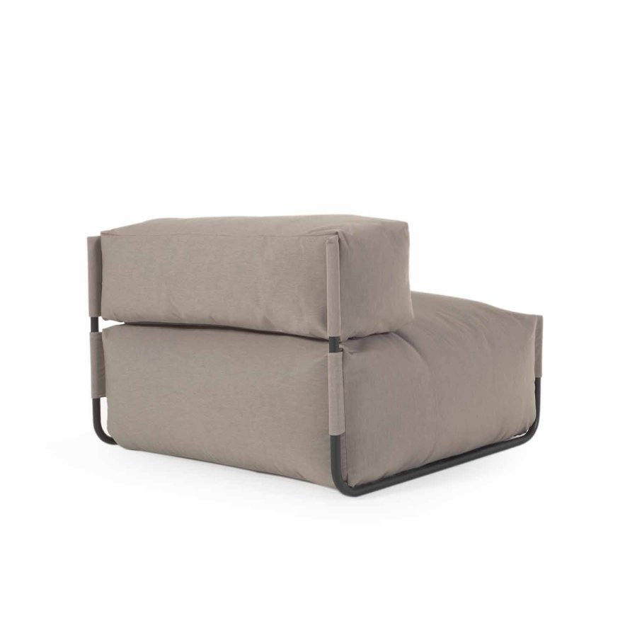KAVE HOME Firkantet modul for hagesofa, med ryggsttte - grnt stoff og svart aluminium (101x101)