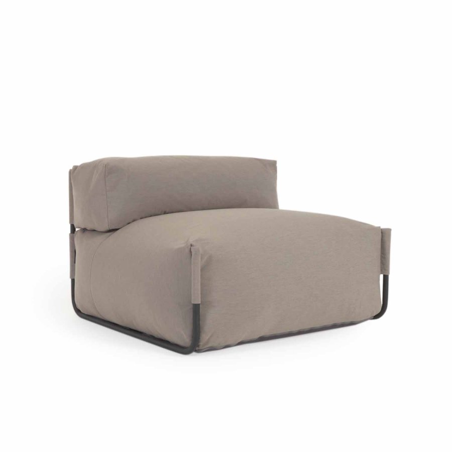KAVE HOME Firkantet modul for hagesofa, med ryggsttte - grnt stoff og svart aluminium (101x101)