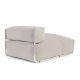 KAVE HOME Firkantet sjeselongmodul for hagesofa, m. ryggsttte - lysegrt stoff og hvit aluminium (165x101) 