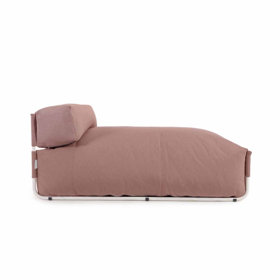 KAVE HOME Firkantet sjeselongmodul for hagesofa -m. ryggst�tte - terrakottastoff, hvit aluminium (165x101) 