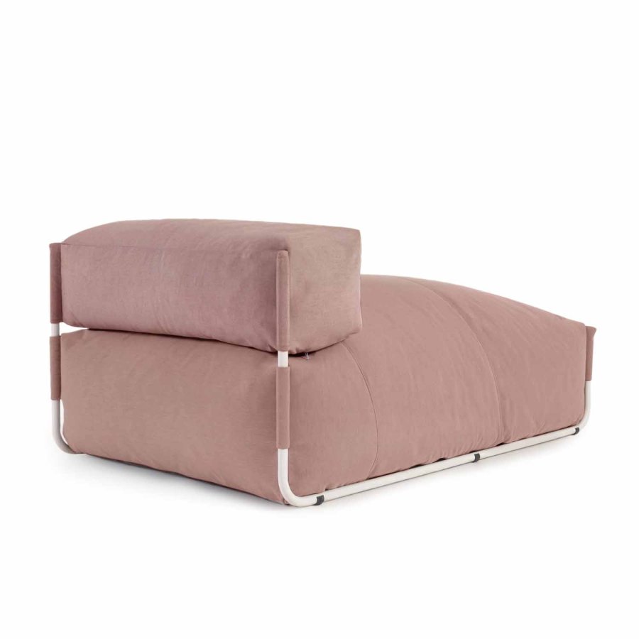 KAVE HOME Firkantet sjeselongmodul for hagesofa -m. ryggst�tte - terrakottastoff, hvit aluminium (165x101) 