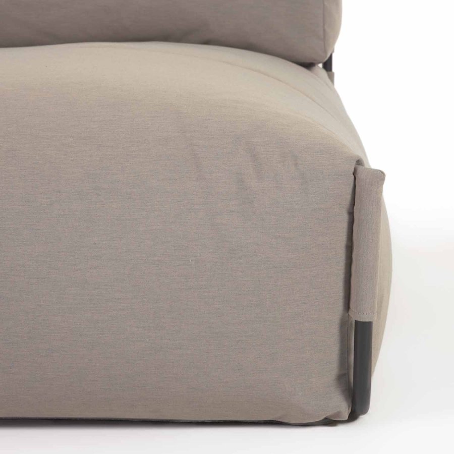 KAVE HOME Firkantet sjeselongmodul for hagesofa - m. ryggsttte - grnt stoff og sort aluminium (165x101) 