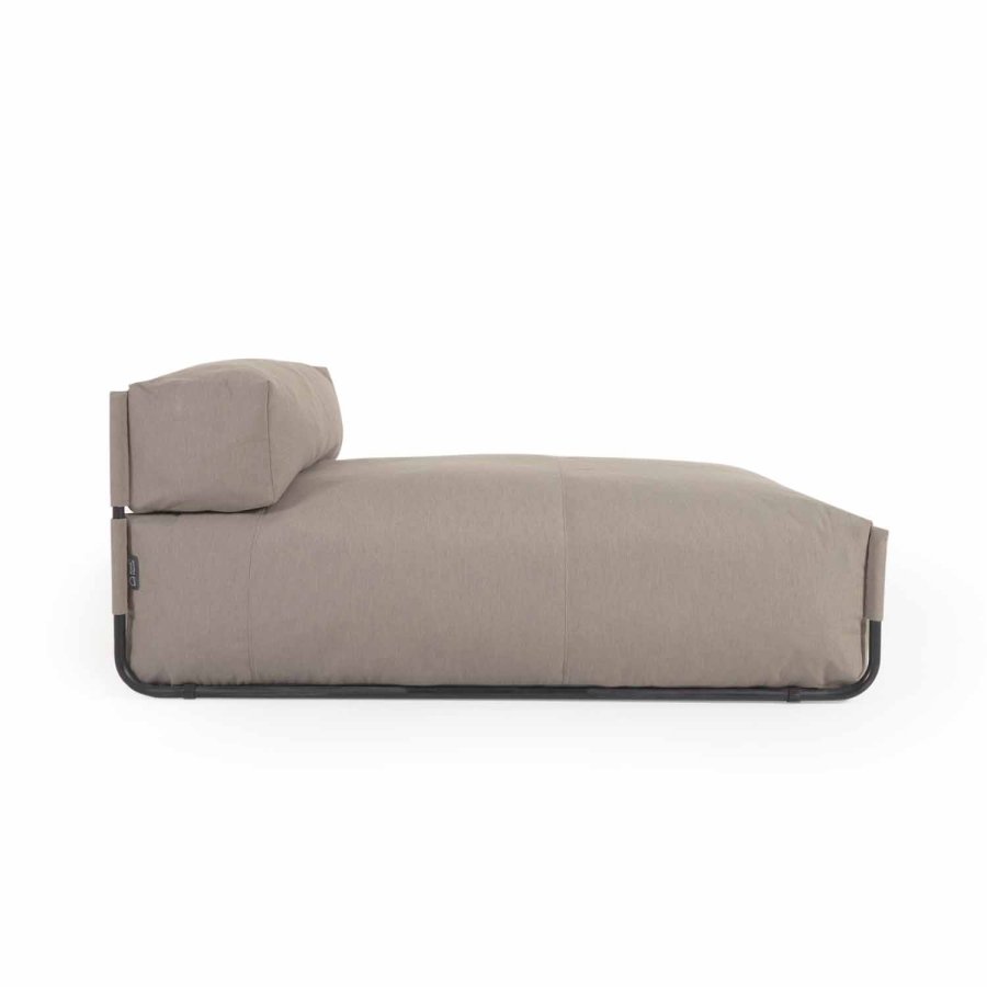 KAVE HOME Firkantet sjeselongmodul for hagesofa - m. ryggsttte - grnt stoff og sort aluminium (165x101) 