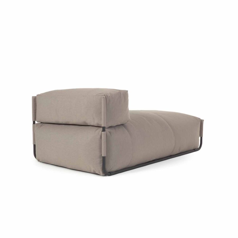 KAVE HOME Firkantet sjeselongmodul for hagesofa - m. ryggsttte - grnt stoff og sort aluminium (165x101) 