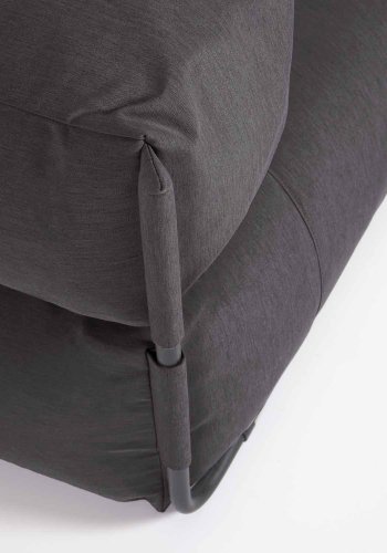 KAVE HOME Firkantet sjeselongmodul for hagesofa - m. ryggsttte - mrkegr stoff, sort aluminium (165x101) 