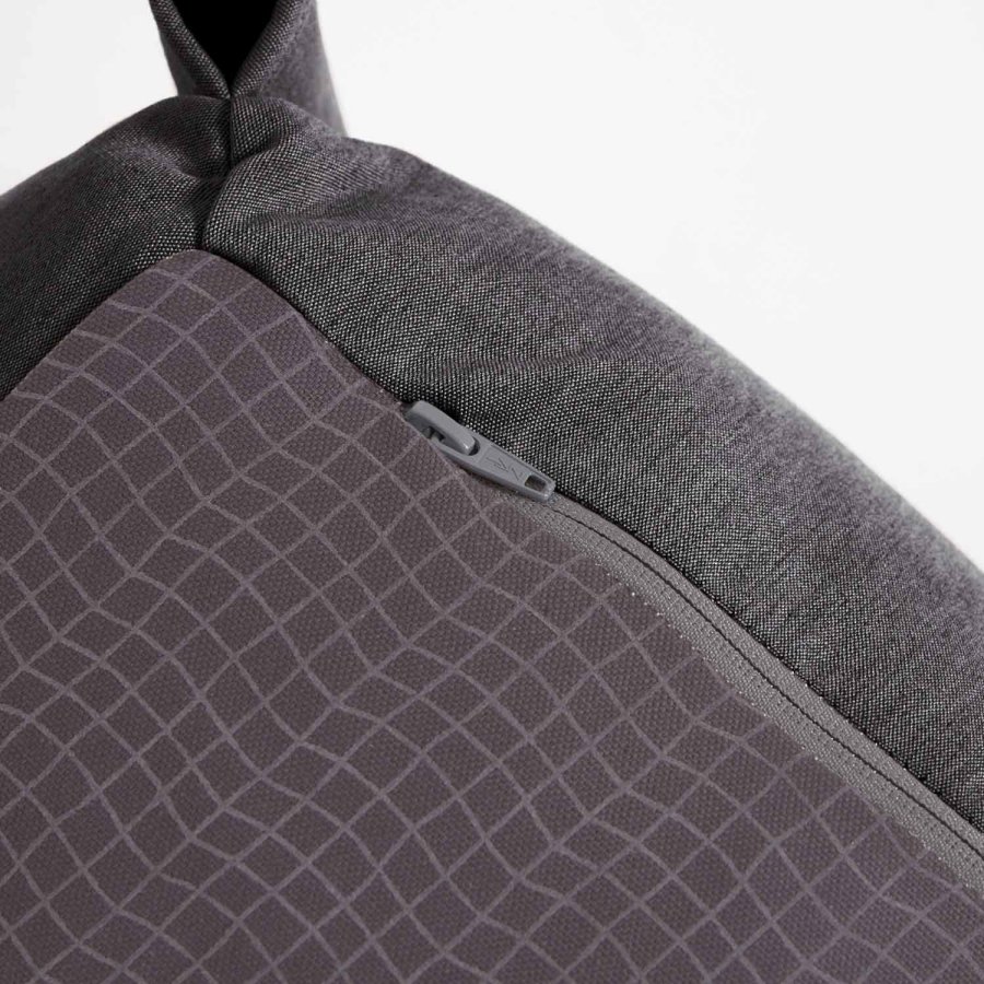 KAVE HOME Firkantet sjeselongmodul for hagesofa - m. ryggsttte - mrkegr stoff, sort aluminium (165x101) 