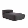 KAVE HOME Square chaiselong modul til havesofa - m. rygln - mrkegr stof, sort aluminium (165x101) 