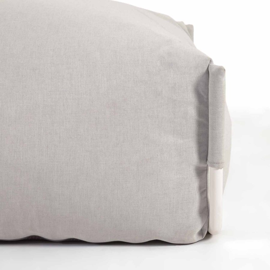 KAVE HOME Firkantet puffmodul for hagesofa - lysegrt stoff og hvit aluminium (101x101)