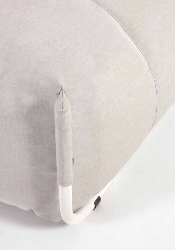 KAVE HOME Firkantet puffmodul for hagesofa - lysegrt stoff og hvit aluminium (101x101)