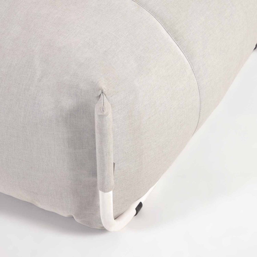 KAVE HOME Firkantet puffmodul for hagesofa - lysegrt stoff og hvit aluminium (101x101)