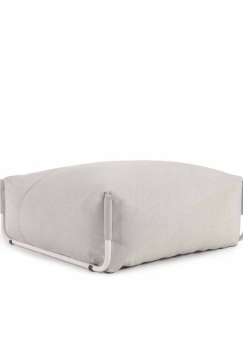 KAVE HOME Firkantet puffmodul for hagesofa - lysegrt stoff og hvit aluminium (101x101)