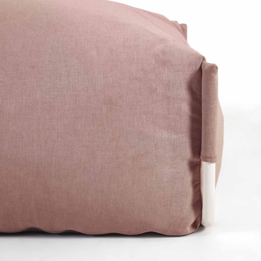 KAVE HOME Firkantet puffmodul for hagesofa - terrakottastoff og hvit aluminium (101x101)