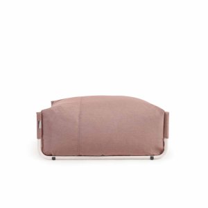 KAVE HOME Firkantet puffmodul for hagesofa - terrakottastoff og hvit aluminium (101x101)