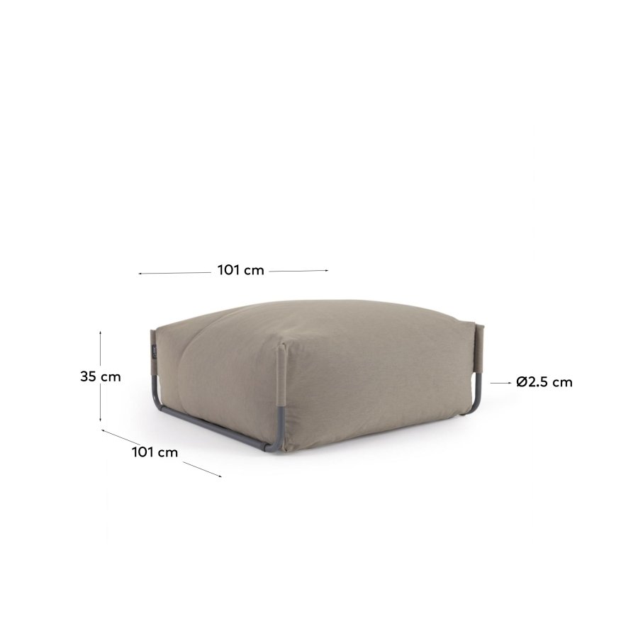 KAVE HOME Firkantet puffmodul for hagesofa - grnt stoff og svart aluminium (101x101)
