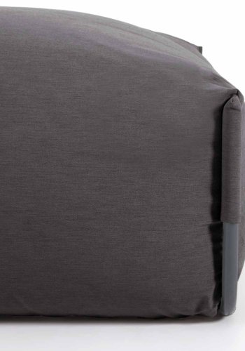 KAVE HOME Firkantet puffmodul for hagesofa - mrkegrtt stoff og svart aluminium (101x101)