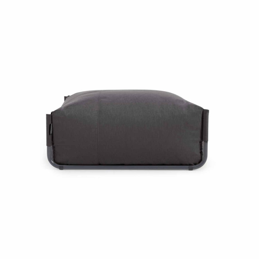 KAVE HOME Firkantet puffmodul for hagesofa - mrkegrtt stoff og svart aluminium (101x101)