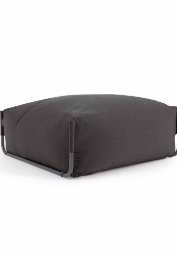 KAVE HOME Firkantet puffmodul for hagesofa - mrkegrtt stoff og svart aluminium (101x101)