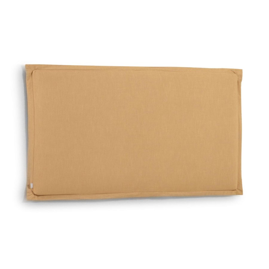 KAVE HOME Tanit s&auml;nggavel - senapsgult linne (f&ouml;r 200 cm s&auml;ngar)