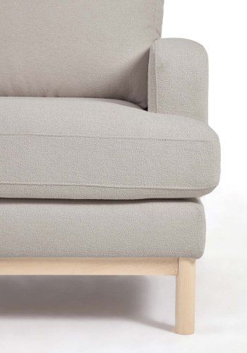 KAVE HOME Mihaela 3-seters sofa - gr mikrobouclé og naturlig bketre