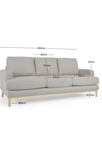 KAVE HOME Mihaela 3-seters sofa - gr mikrobouclé og naturlig bketre