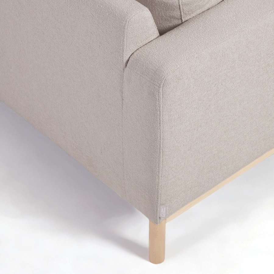 KAVE HOME Mihaela 3-manns sofa med hyre sjeselong - gr mikrobouclé og naturlig bketre