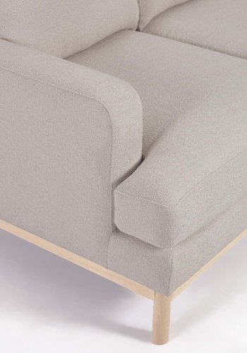 KAVE HOME Mihaela 3-manns sofa med hyre sjeselong - gr mikrobouclé og naturlig bketre