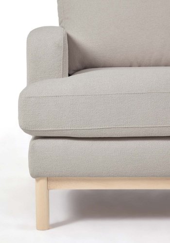 KAVE HOME Mihaela 3-manns sofa med hyre sjeselong - gr mikrobouclé og naturlig bketre