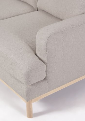 KAVE HOME Mihaela 3-manns sofa med venstre sjeselong - gr mikrobouclé og naturlig bketre