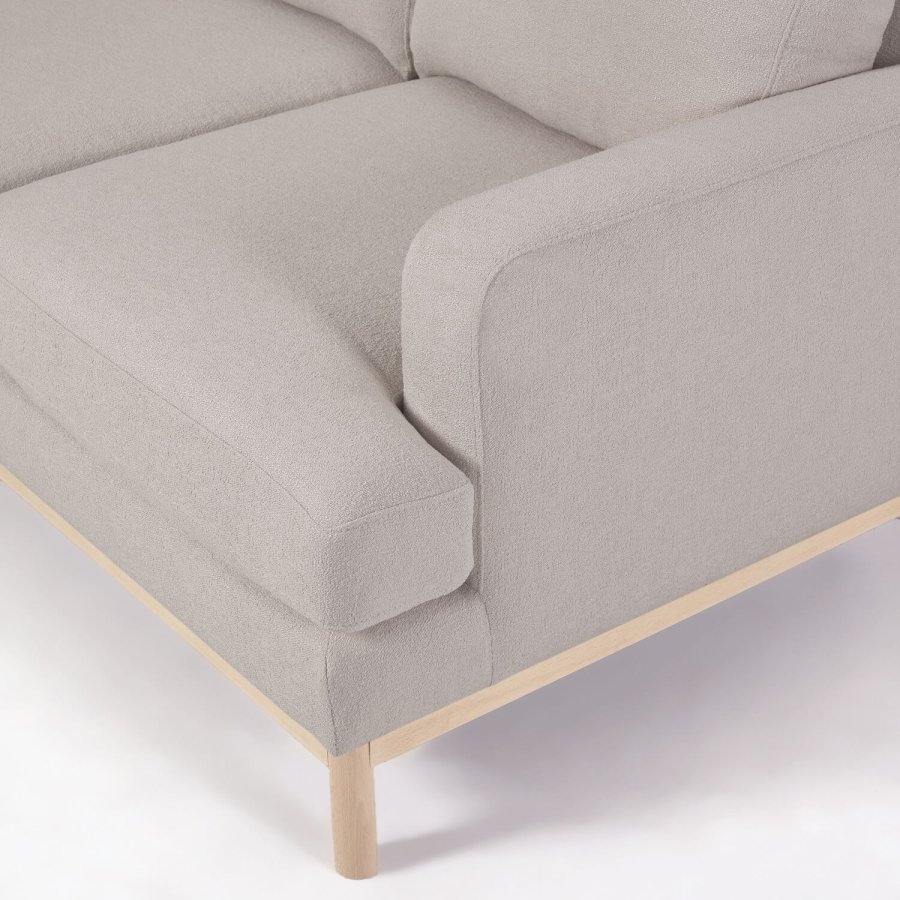 KAVE HOME Mihaela 3-manns sofa med venstre sjeselong - gr mikrobouclé og naturlig bketre