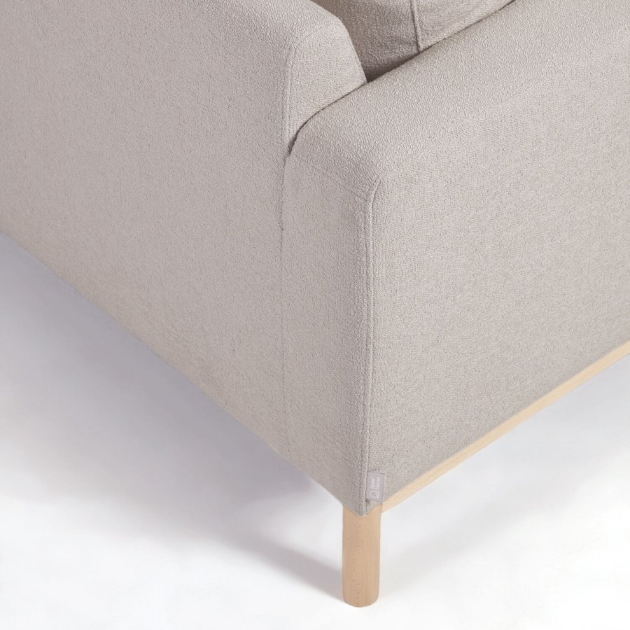 KAVE HOME Mihaela 3-manns sofa med venstre sjeselong - gr mikrobouclé og naturlig bketre