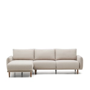 KAVE HOME Carlota 3-sits soffa med vänster/höger schäslong i beige, 262 cm