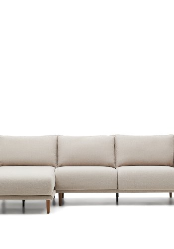 KAVE HOME Carlota 3-manns sofa, med venstre/hyre sjeselong - beige stoff (262cm)