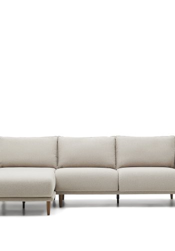 KAVE HOME Carlota 3-manns sofa, med venstre/hyre sjeselong - beige stoff (262cm)