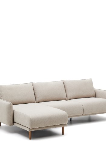 KAVE HOME Carlota 3-manns sofa, med venstre/hyre sjeselong - beige stoff (262cm)