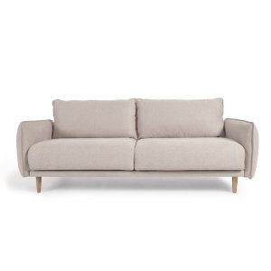 KAVE HOME Carlota 3 pers. sofa - beige chenille stof og natur fyrretr