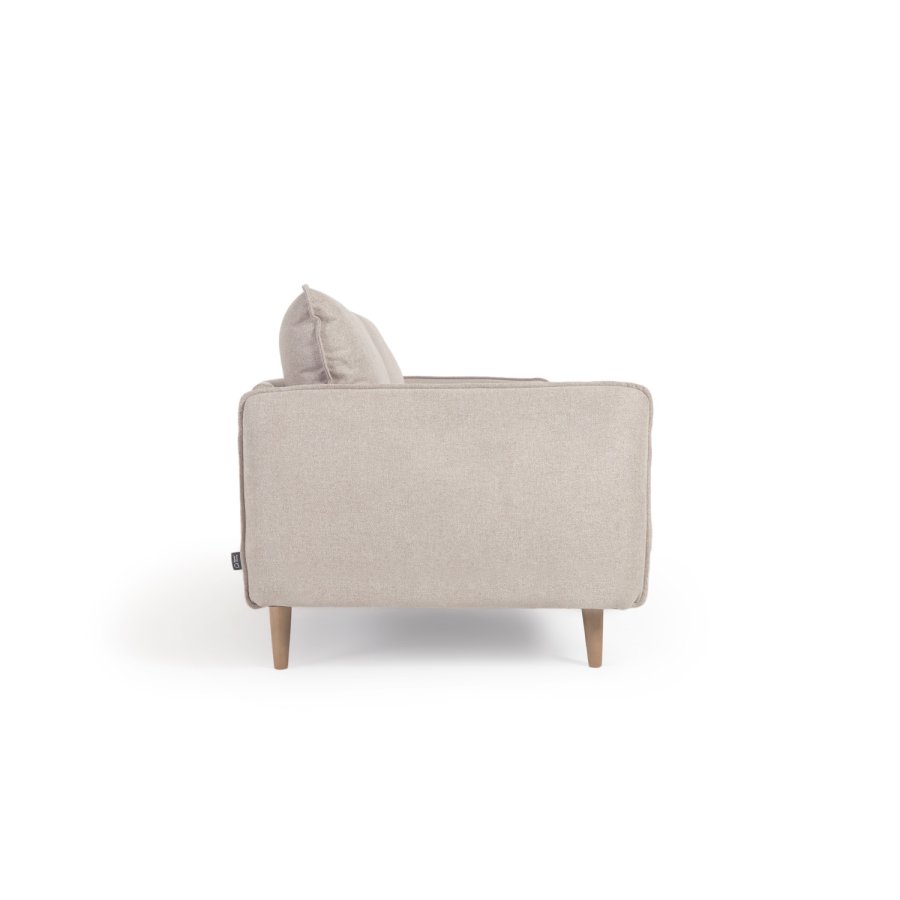 KAVE HOME Carlota 3-seters sofa - beige chenillestoff og naturlig furu
