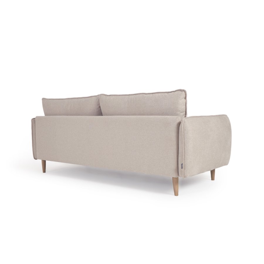 KAVE HOME Carlota 3-seters sofa - beige chenillestoff og naturlig furu