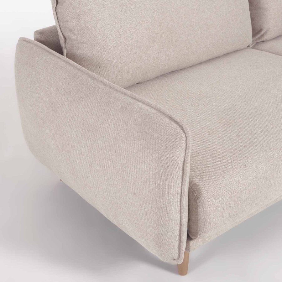KAVE HOME Carlota 3-seters sofa - beige chenillestoff og naturlig furu