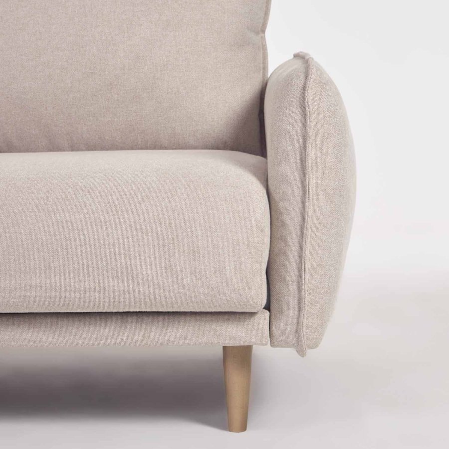 KAVE HOME Carlota 3-seters sofa - beige chenillestoff og naturlig furu