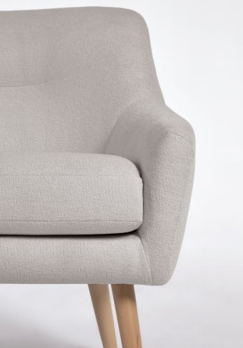 KAVE HOME Candela lenestol - gr fleece og naturlig bketre