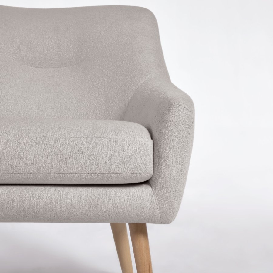 KAVE HOME Candela lenestol - gr fleece og naturlig bketre