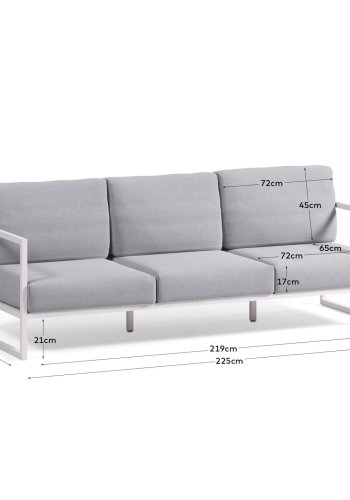 KAVE HOME Comova 3 pers. havesofa - bl� stof og hvid aluminium