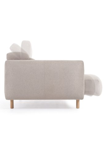 KAVE HOME Singa 3-manns sofa - beige stoff og naturlig bketre