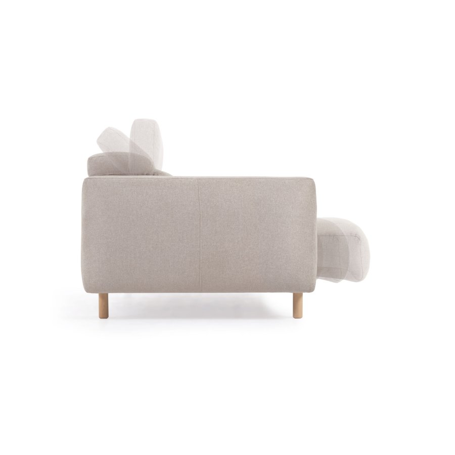 KAVE HOME Singa 3-manns sofa - beige stoff og naturlig bketre