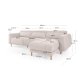 KAVE HOME Singa 3 pers. sofa, m. h�jre chaiselong - hvid stof og natur b�getr�