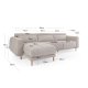 KAVE HOME Singa 3-manns sofa, med venstre sjeselong - beige stoff og naturlig bketre