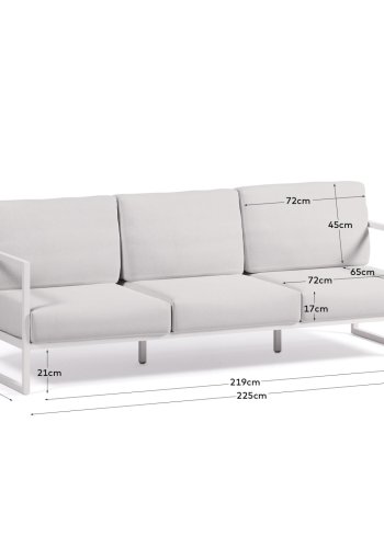 KAVE HOME Comova 3 pers. havesofa - hvid stof og hvid aluminium